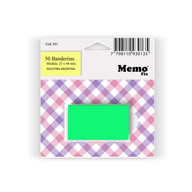 Banderitas MemoFix verdes, blister de 50 unidades