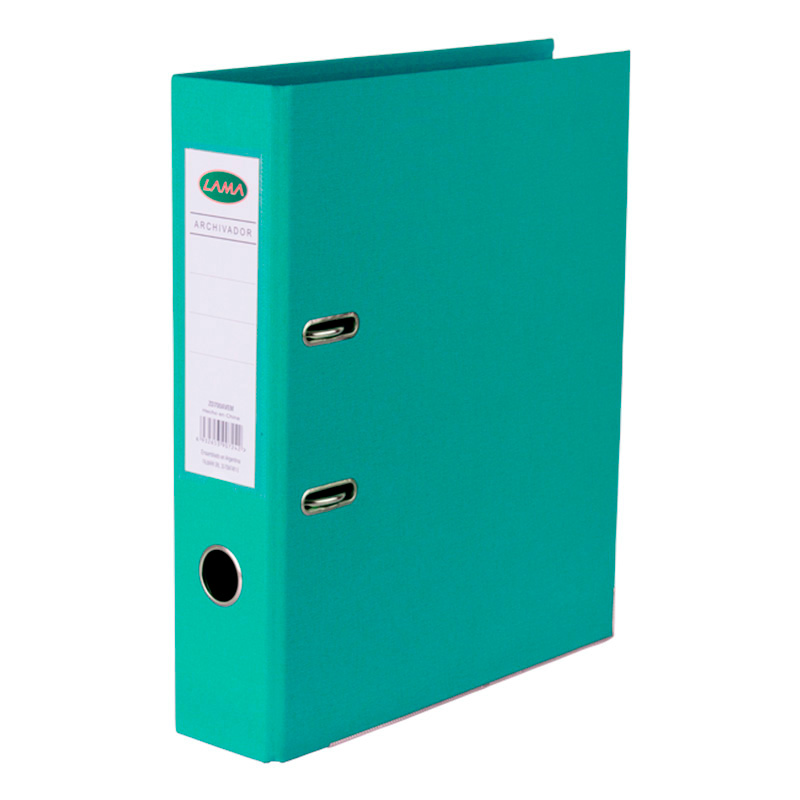 Bibliorato forrado Lama A4, verde marino, lomo de 70mm.