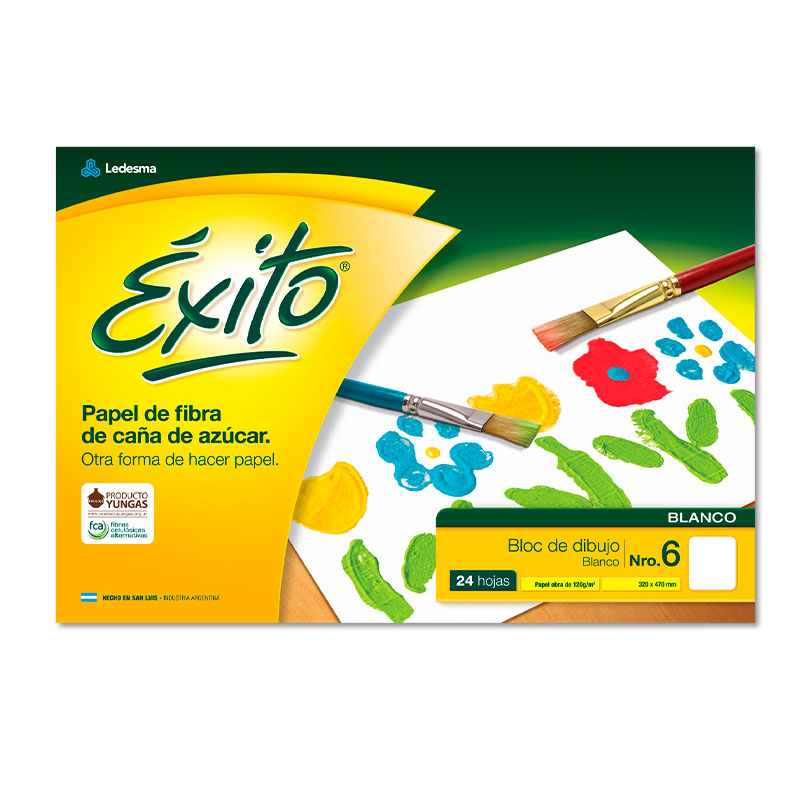 Block de dibujo Éxito N°6, 24 hojas lisas blancas
