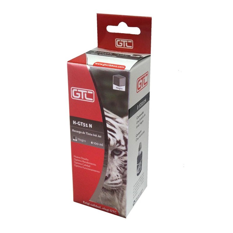 Botella de tinta Alternativa para impresoras HP GTC H-GT51 Negro