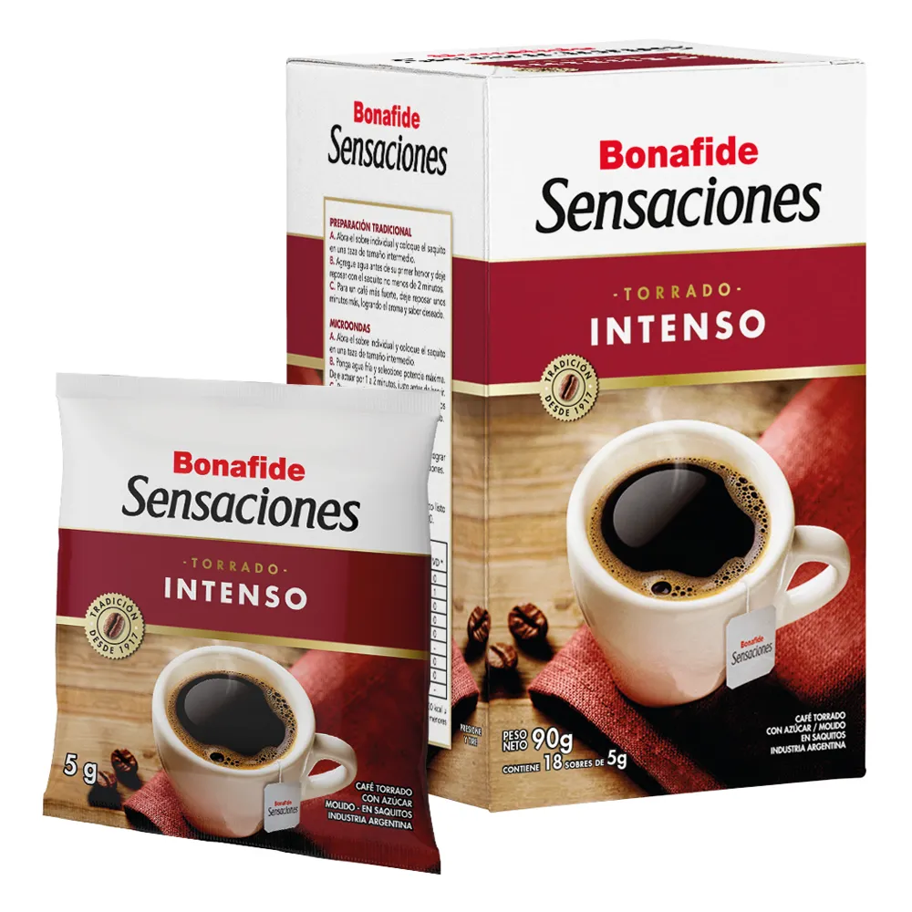 Café intenso en saquitos Bonafide, caja de 18 saquitos