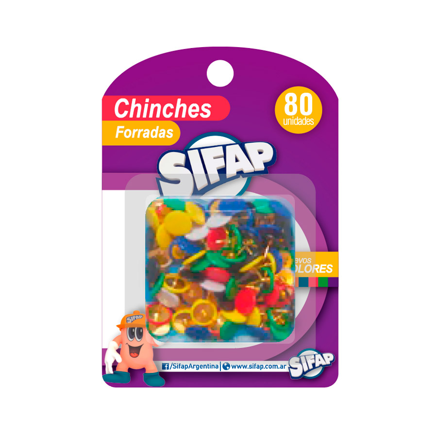 Chinches de 1 punta forradas Sifap, caja de 80 unidades