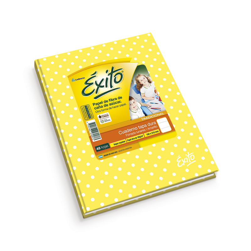 Cuaderno Éxito E1 Lunares amarillo, 16x21cm. 48 hojas rayadas