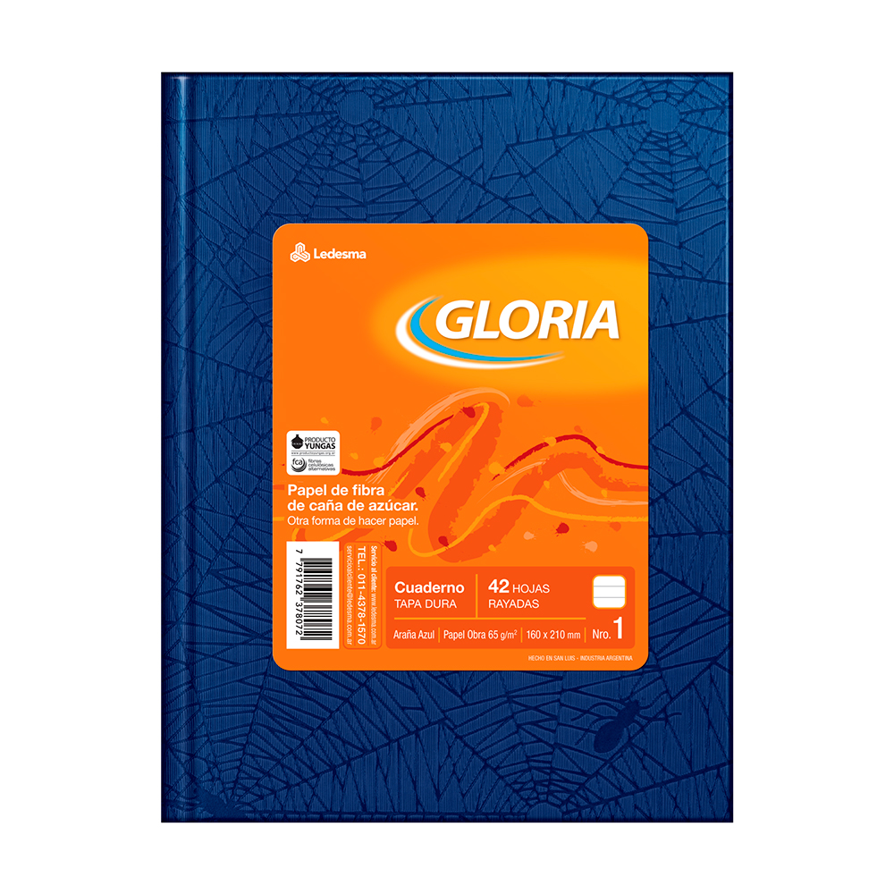 Cuaderno Gloria Araña azul, 16x21cm. 42 hojas rayadas