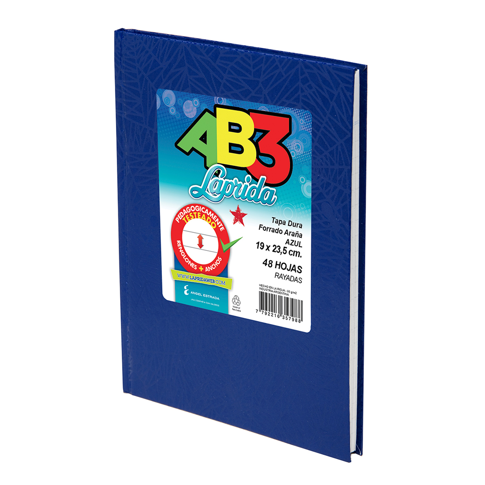 Cuaderno Laprida AB3 Araña azul, 19 x 23cm. 50 hojas rayadas