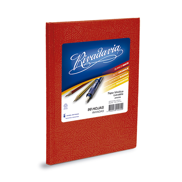 Cuaderno Rivadavia Araña rojo, 16x21cm. 98 hojas rayadas