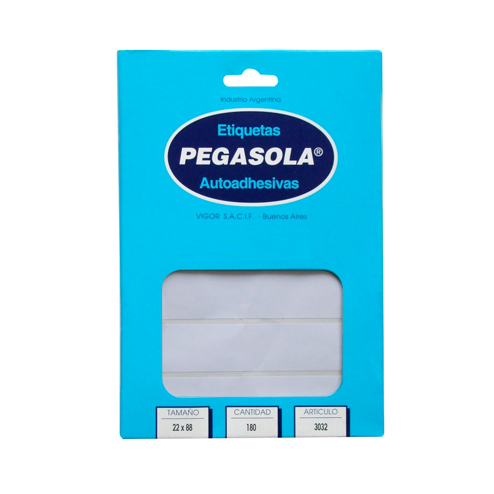 Etiquetas Pegasola 2.2 x 8.8cm. caja de 180 etiquetas