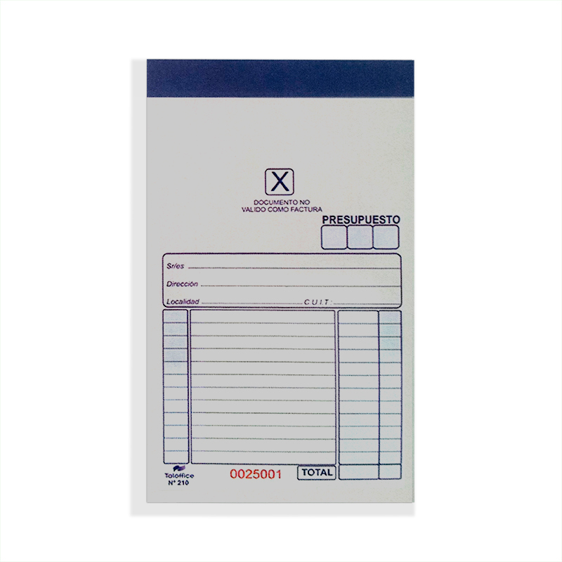 Talonario Presupuesto 210 duplicado Taloffice 