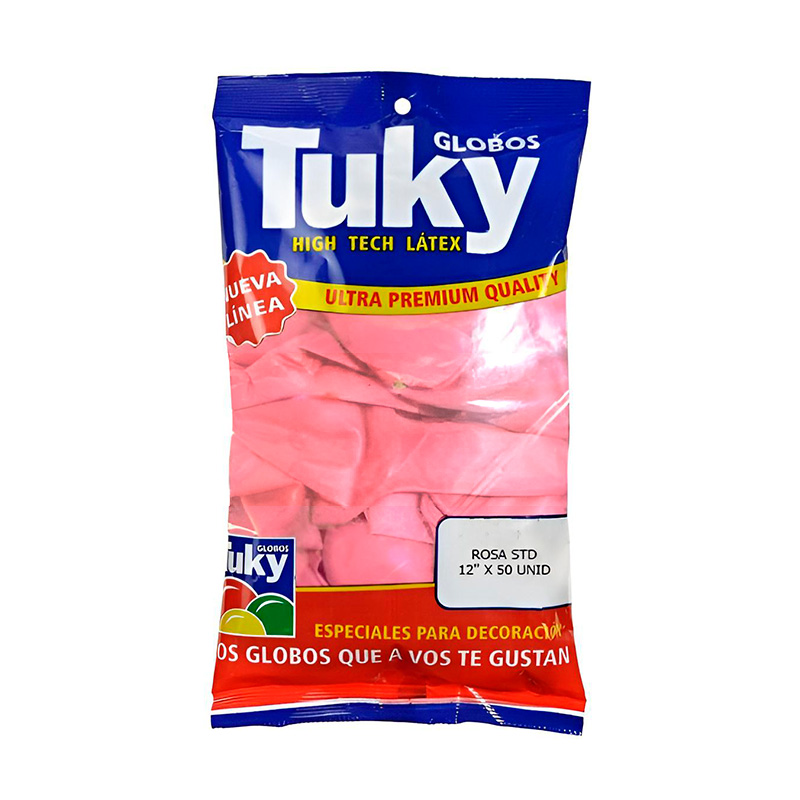 Globos lisos rosa de 12", 50 unidades (D)