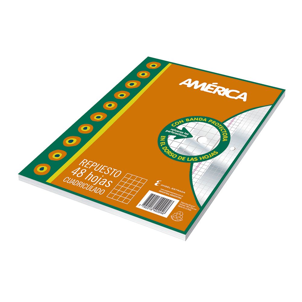 Repuesto América Banda, 96 hojas cuadriculadas