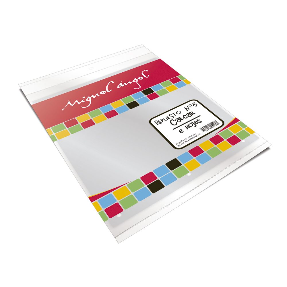 Repuesto de Dibujo Miguel Angel N°3, 8 hojas color