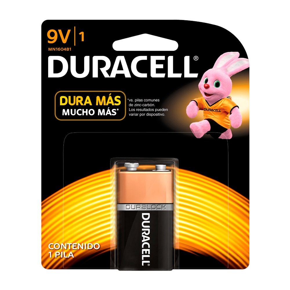 Batería 9 Volts Duracell, blister por unidad