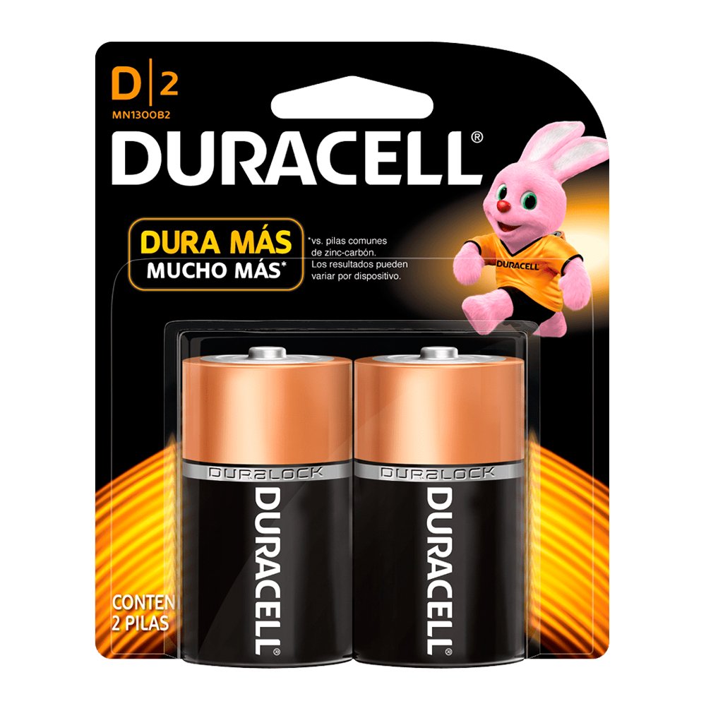 Pilas D (grande) Duracell, blister de 2 unidades