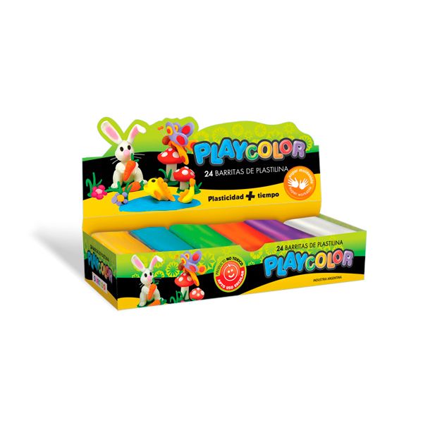 Plastilina Playcolor azul, caja de 24 barras