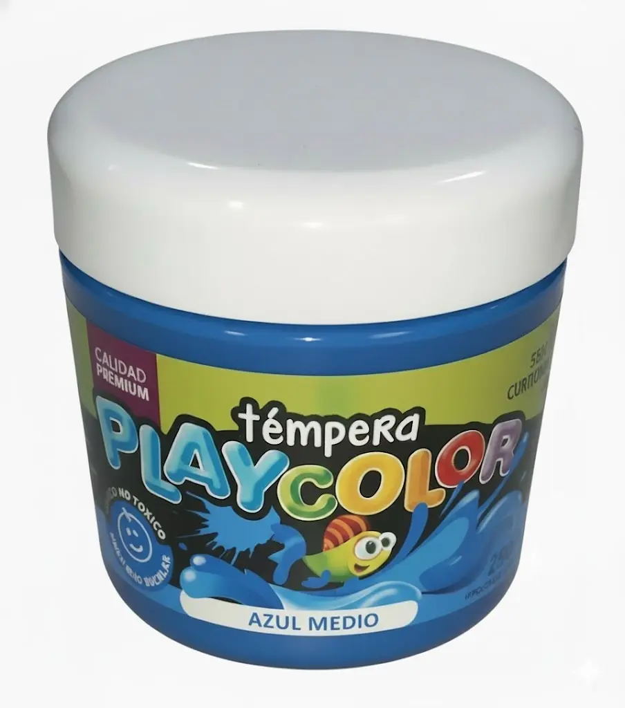 Témpera Playcolor,  250cc. Azul medio