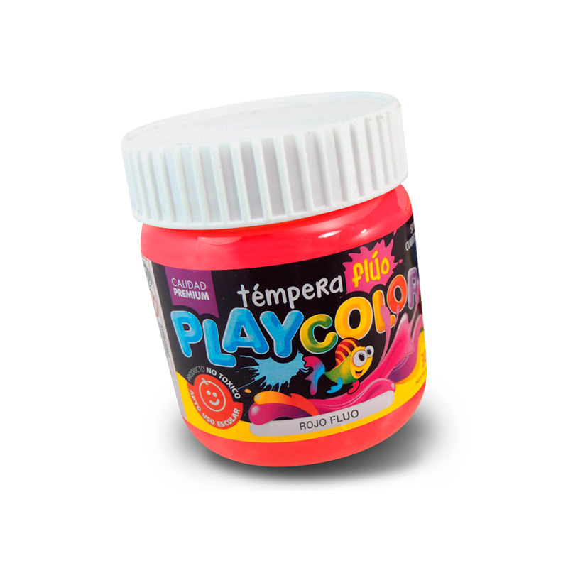 Témpera Playcolor,  250cc. Fluo Roja