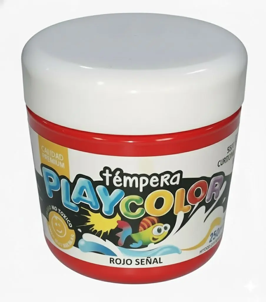 Témpera Playcolor,  250cc. Rojo señal