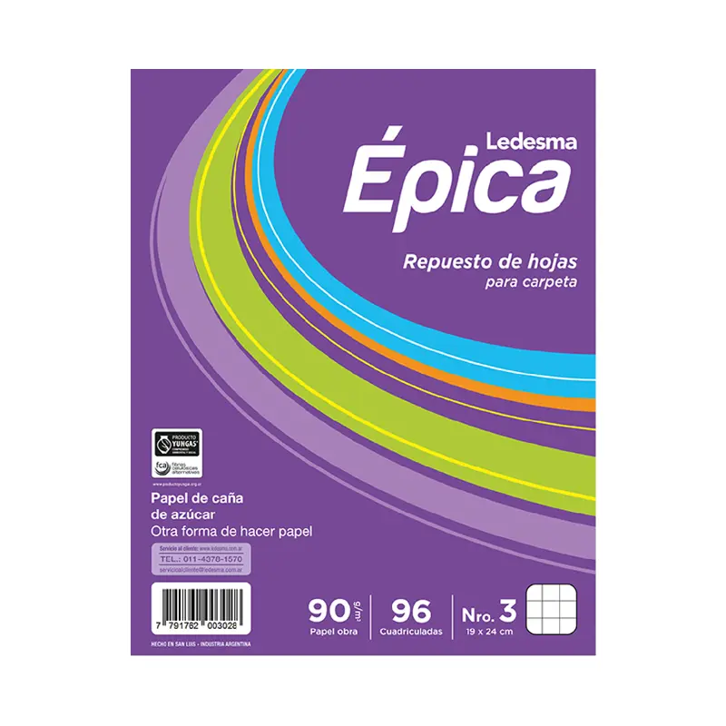 Repuesto Épica, 96 hojas cuadriculadas