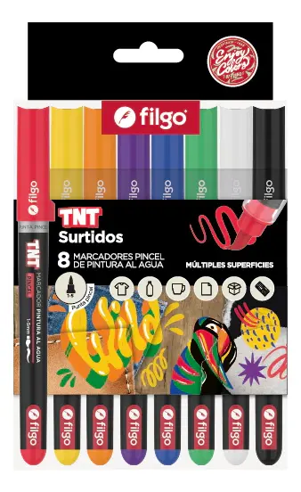 Marcador Pincel de Pintura al Agua 1.5 mm Filgo Estuche x 8 Surtido