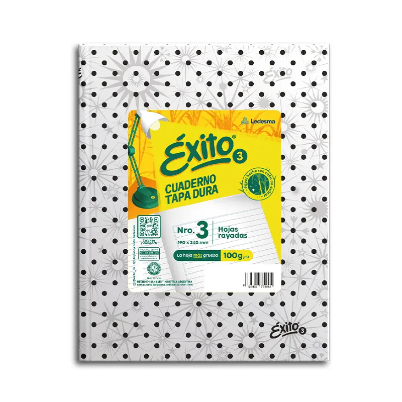 Cuaderno Éxito E3 Lunares blanco/negro, 19x24cm. 48 hojas rayadas