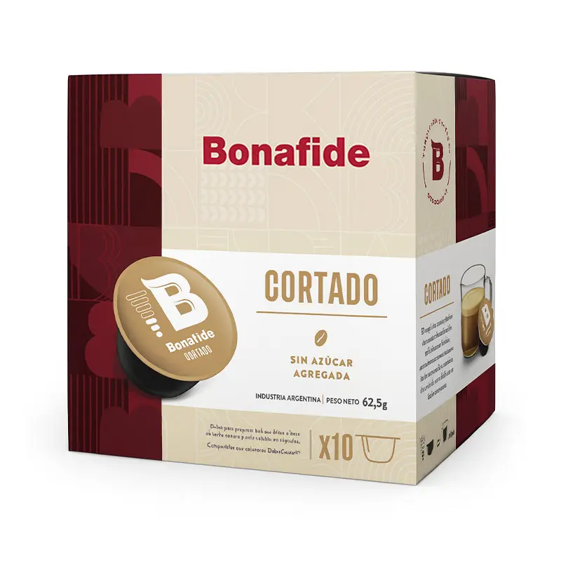 Cápsulas de Café Bonafide Cortado compatibles con Dolce Gusto, 10 unidades de 5g.