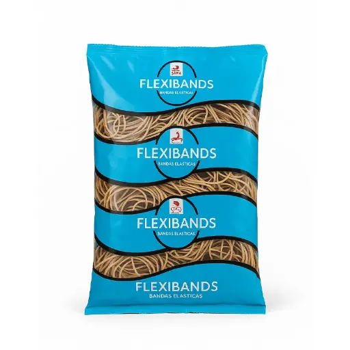 [BANDAS05500G] Bandas elásticas  Flexibands de látex, 0.5 x 130 x 80mm. bolsa de 500g.