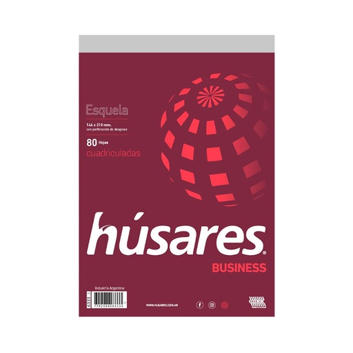 [HUSARES6333] Block Húsares Business A5, 80 hojas cuadriculadas