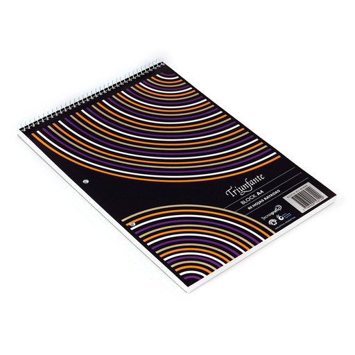 [TRIUNFESPA4R] Block Triunfante, espiralado A4, 80 hojas rayadas