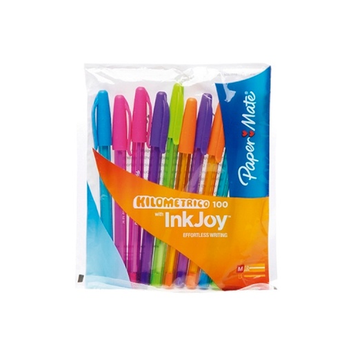 [PAPER100STX8] Bolígrafo Paper Mate Kilométrico 100, blister de 8 colores