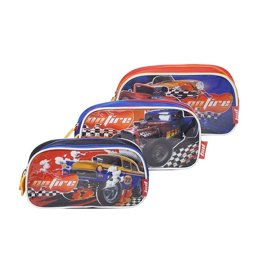 [LSDCAN2CCARF] Cartuchera de 2 cierres con divisiones LSyD Car Fire