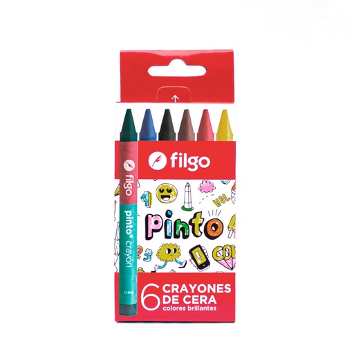 [FILGOCRAY6] Crayones de cera Filgo Pinto, caja de 6 colores