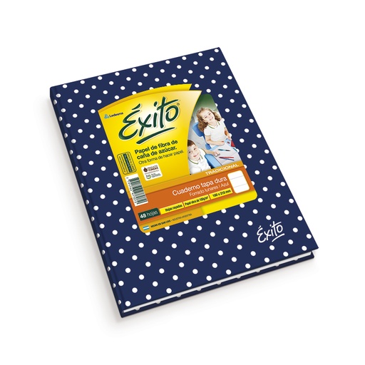 [EXITO1LUNAZU] Cuaderno Éxito E1 Lunares azul, 16x21cm. 48 hojas rayadas