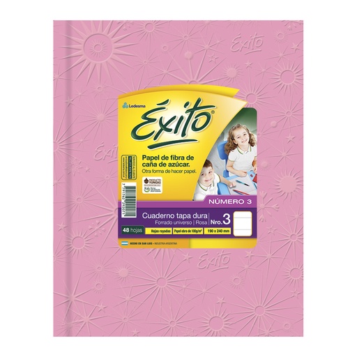 [EXITO3UROS48] Cuaderno Éxito E3 Universo, forrado rosa, 19x24cm. 48 hojas rayadas