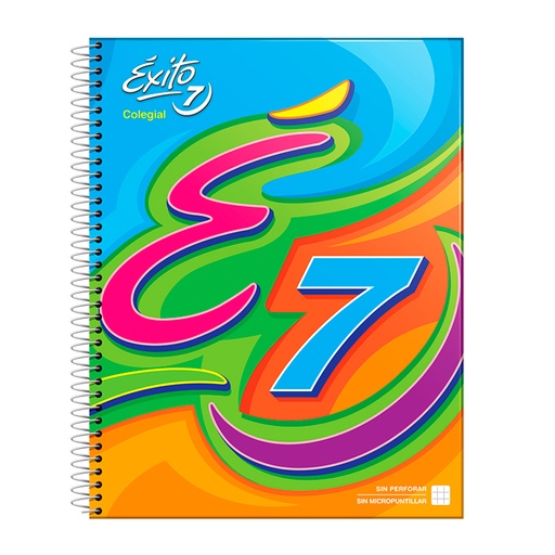 [EXITO7TC60C] Cuaderno Éxito E7 espiralado Colegial tapa cartón, 21x27cm. 60 hojas cuadriculadas