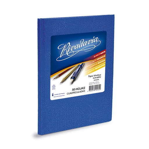 [RIVTCAZUL50C] Cuaderno Rivadavia Araña azul, 16x21cm. 50 hojas cuadriculadas
