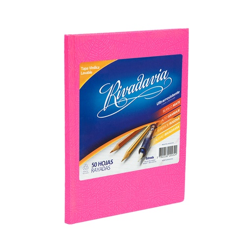 [RIVTCROSA50R] Cuaderno Rivadavia Araña rosa, 16x21cm. 50 hojas rayadas