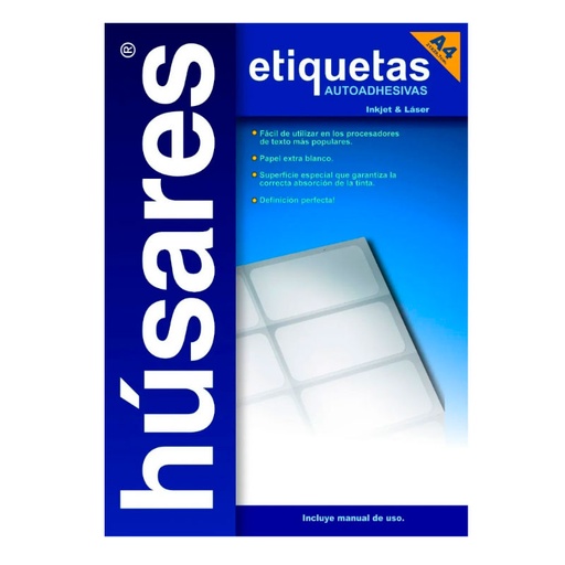 [HUSARES34127] Etiqueta imprimibles InkJet | LaserJet Húsares H34127 A4, 7.00 x 3.10cm. 100 hojas