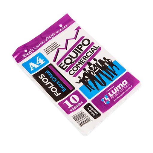 [EQCOMERA410] Folios A4 PPP Equipo comercial pack x 10