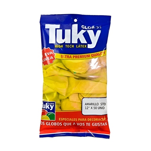 [GLOBOAMARX50] Globos lisos, amarillos de 12", 50 unidades (D)