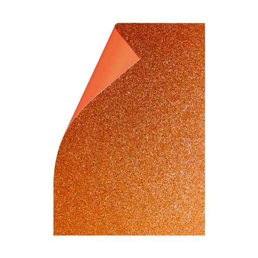 [GOMAGLINAR10] Goma Eva Glitter naranja, 40 x 60cm. pack de 10 unidades