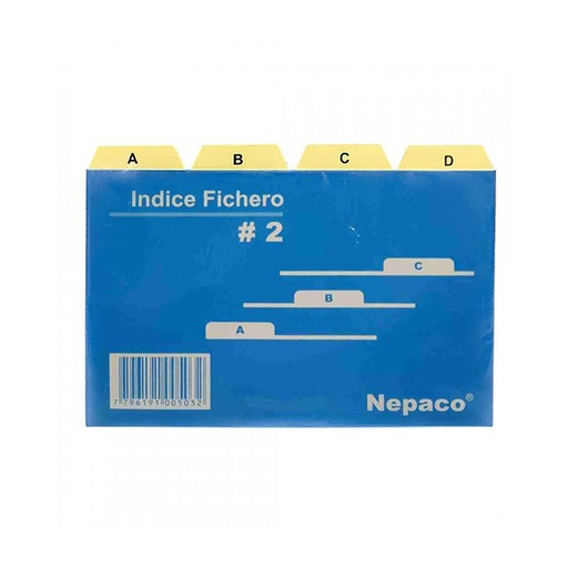 [INDICEFICH2] Indice fichero Nepaco de cartulina Nª2