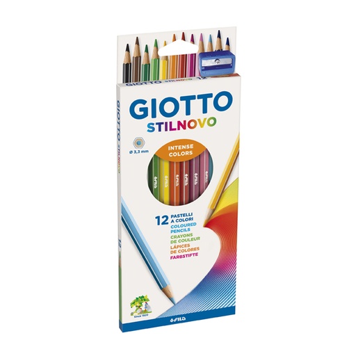 [GIOTTOSTI12L] Lápices de colores Giotto Stilnovo largas hexagonales, de 12 colores