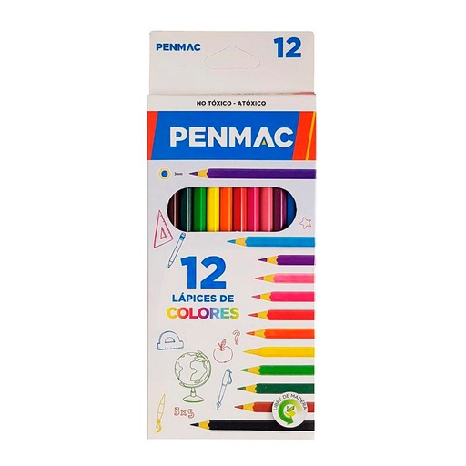[PENMAC12L] Lápices de colores Penmac largos, caja de 12 colores