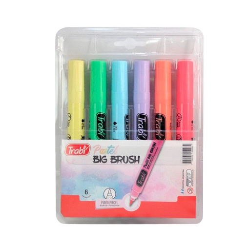 [TRABIBBRPA6] Marcador punta Pincel Trabi Big-Brush Pastel, estuche de 6 unidades