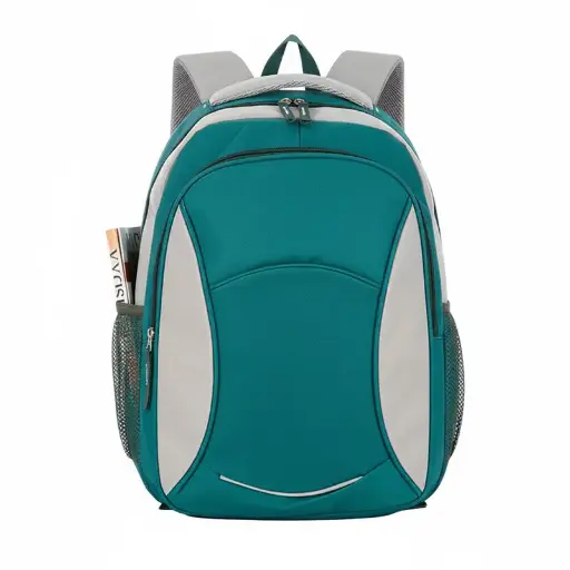 [MOCHRQSCHL03] Mochila escolar RQ School lisa 17" verde oscuro y gris
