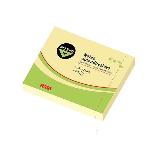 [PIZNOT10075A] Notas Autoadhesivas Pizzini amarilla, 75 x 100mm. x 100hs