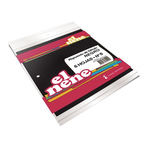 [ELNENERENEN5] Repuesto de Dibujo El Nene N°5 negro, 6 hojas