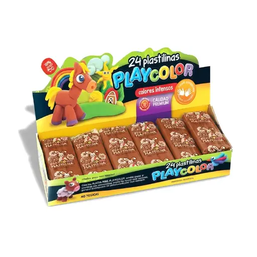 [PLAYPLA24MAR] Plastilina Playcolor marrón, caja de 24 barras