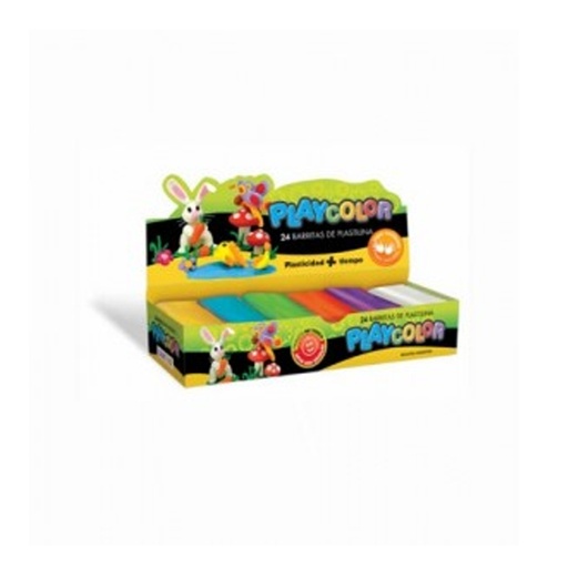 [PLAYPLA24SUR] Plastilina Playcolor colores surtidos, caja de 24 barras