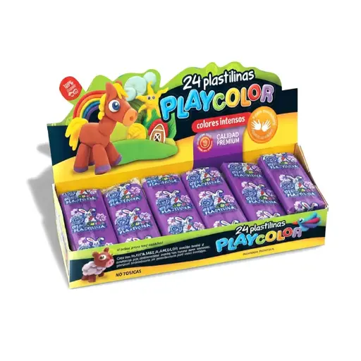[PLAYPLA24VIO] Plastilina Playcolor violeta, caja de 24 barras